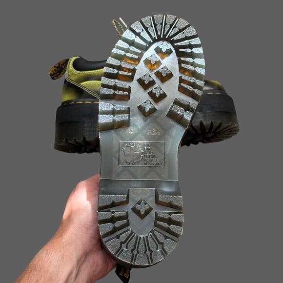 Dr. Martens 5-Eye Max Distressed Leather Platform Shoes Lime Green Arcadia NWOB - Picture 5 of 6